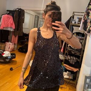 Intimately Free People navy Sequin Tank Top | Racerback Party Y2K